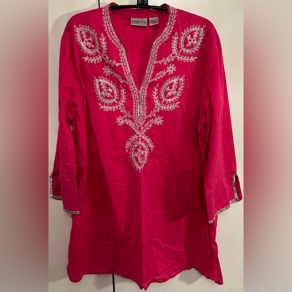 Chico’s Size 3 Embroidered Tunic